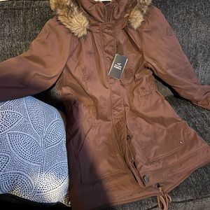 Hollister brown parka jacket